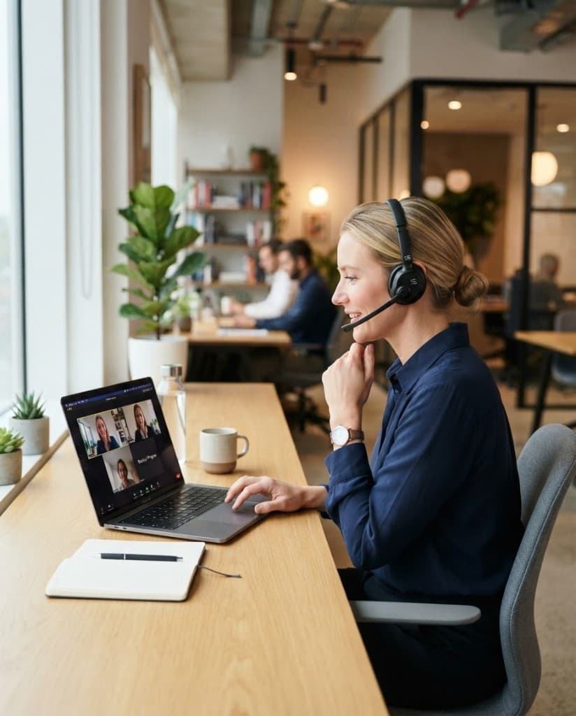 Remote worker on a video call