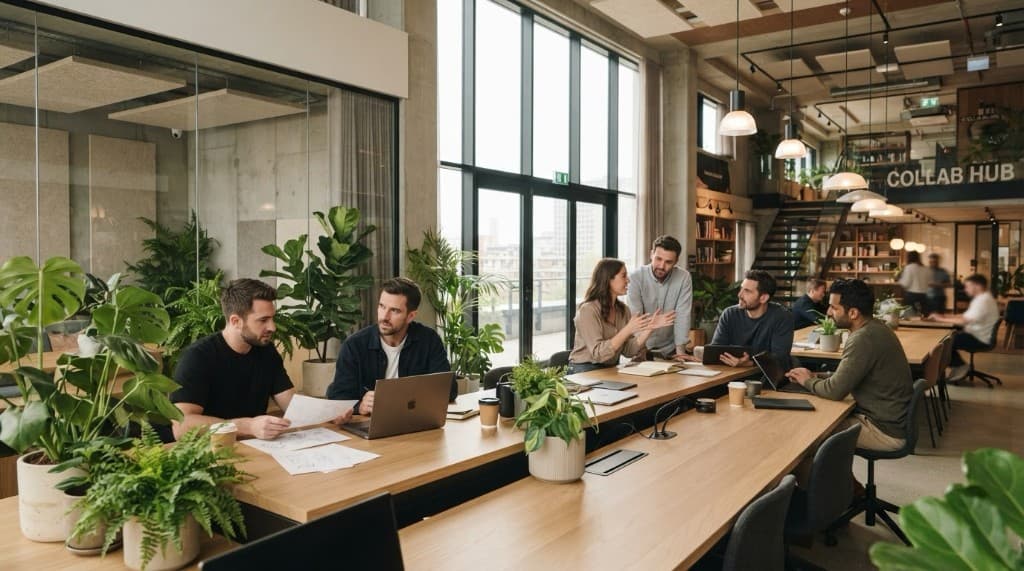 People collaborating in the NERD coworking space